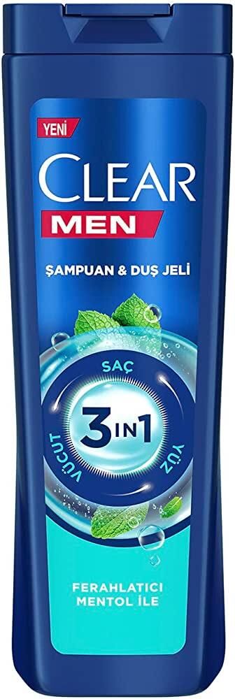 CLEAR ŞAMPUAN&DUŞ JELİ 350ML MEN 3IN1 FERAH.MENTOL
