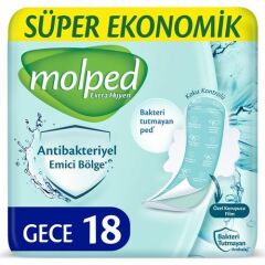 MOLPED ANTİBAKTERİYEL SÜPER EKONOMİK GECE 18Lİ