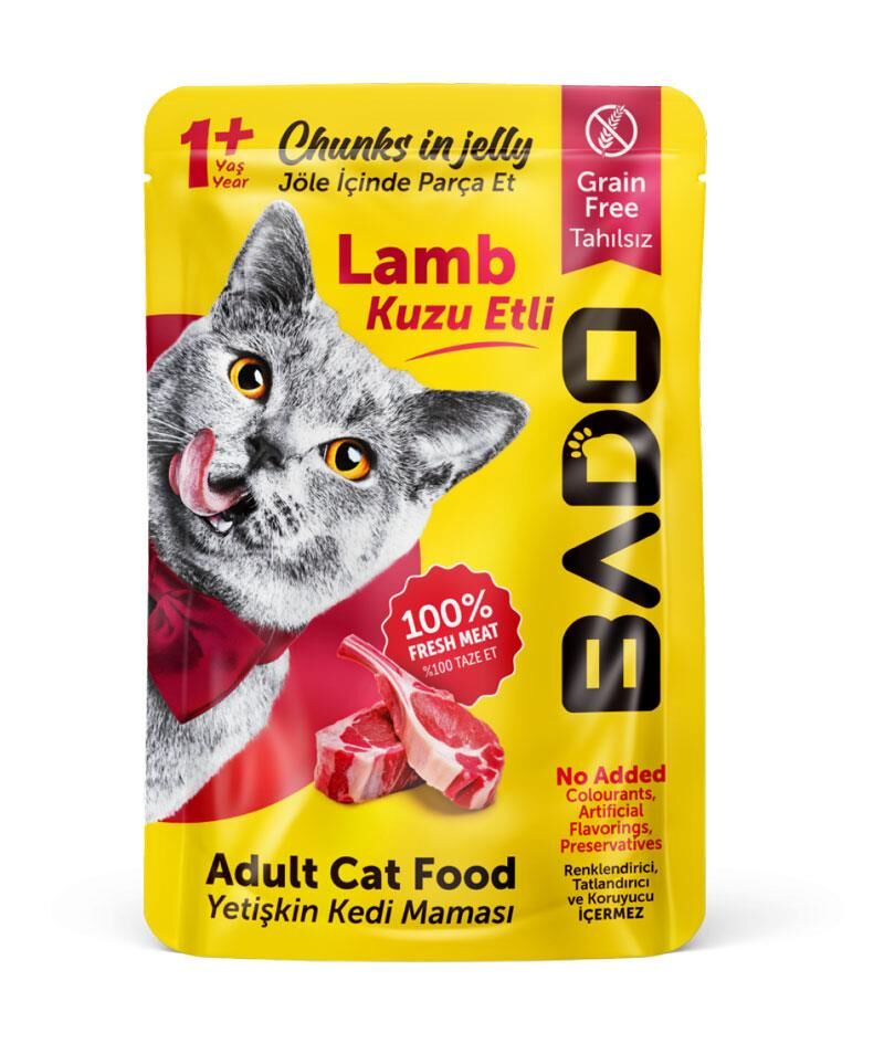 BADO YETİŞKİN KEDİ MAMASI 85GR KUZU ETLİ YAŞ MAMA