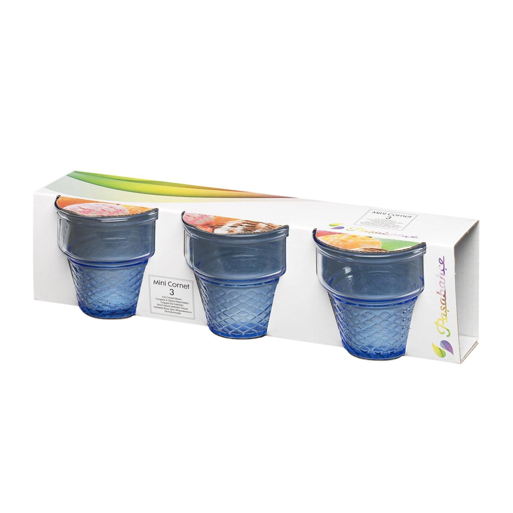 PAŞABAHÇE 410006T MAVİ KORNET DONDURMALIK 3LÜ