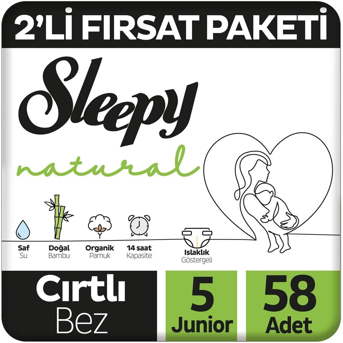 SLEEPY NATURAL 2Lİ FIRSAT PAKETİ KÜLOT JUNİOR 58Lİ