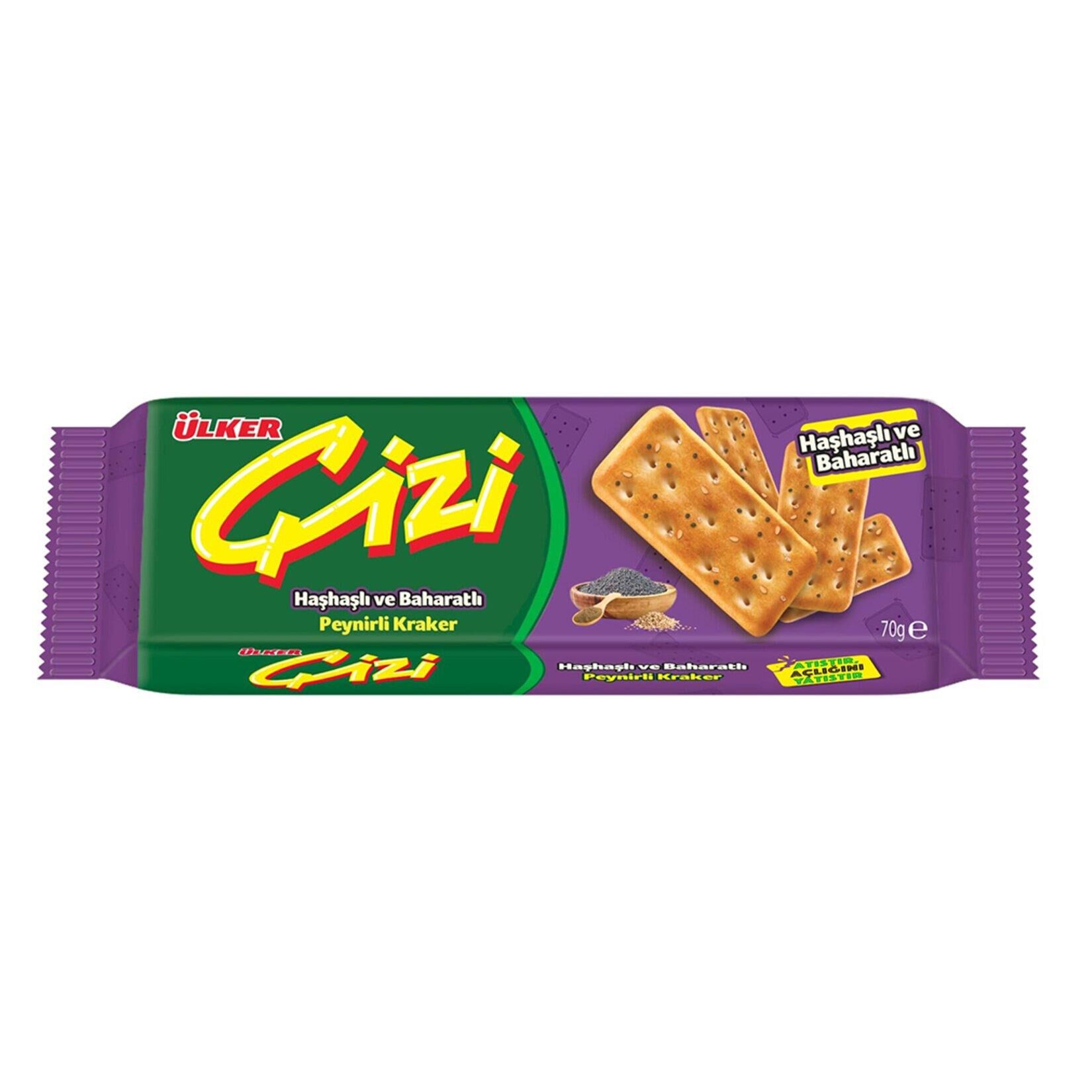 ÜLKER ÇİZİ KRAKER HAŞHAŞLI&BAHARATLI 70G