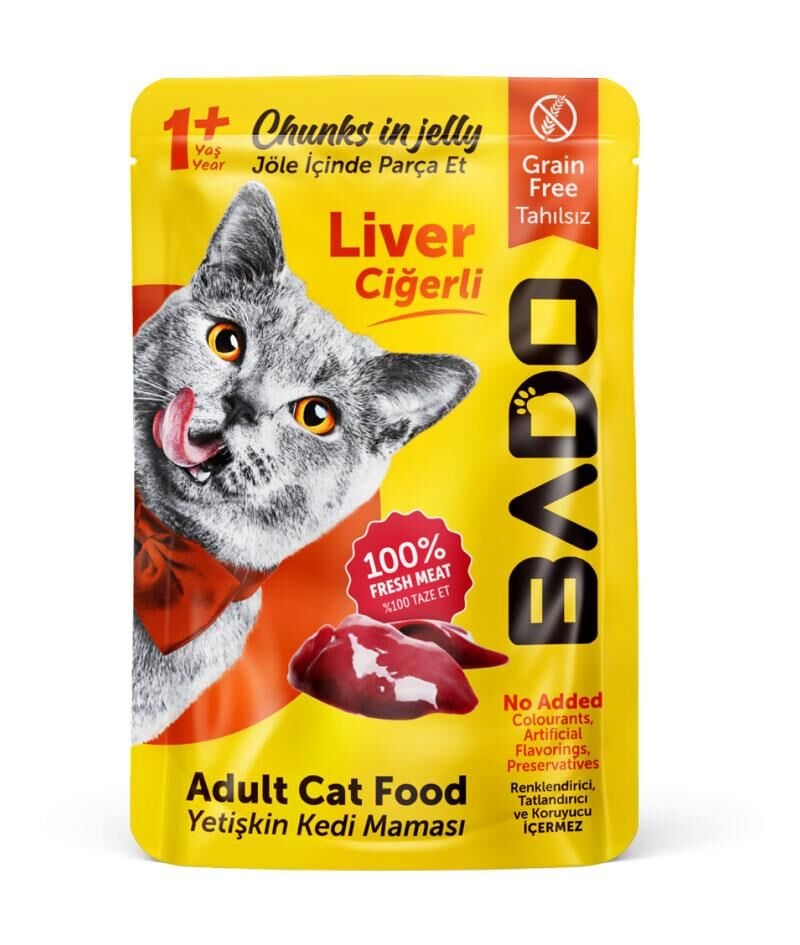 BADO YETİŞKİN KEDİ MAMASI 85GR CİĞERLİ YAŞ MAMA