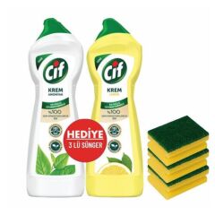 CİF KREM AMONYAK 750ML + LİMON 750ML+3LÜ SÜNGER