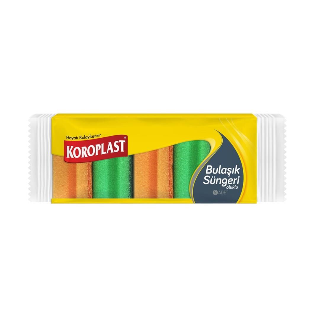 KOROPLAST BULAŞIK SÜNGERİ OLUKLU 5Lİ