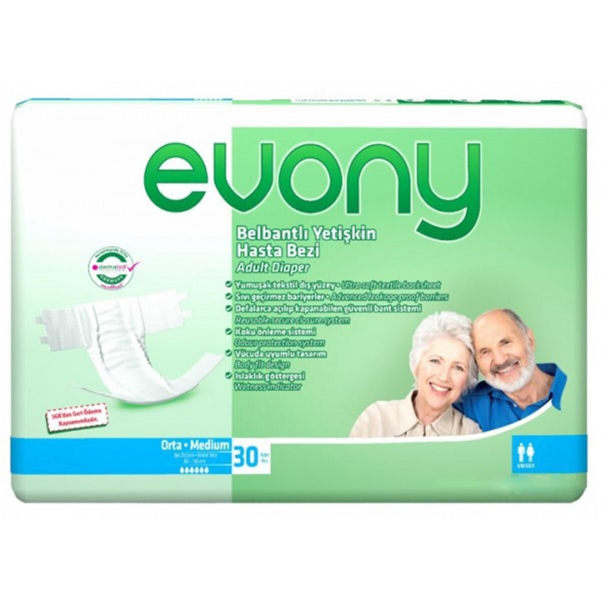 EVONY YETİŞKİN BEZİ MEDİUM 30LU