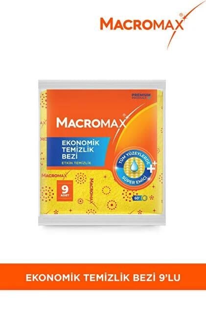 MACROMAX EKONOMİK TEMİZLİK BEZİ 9LU