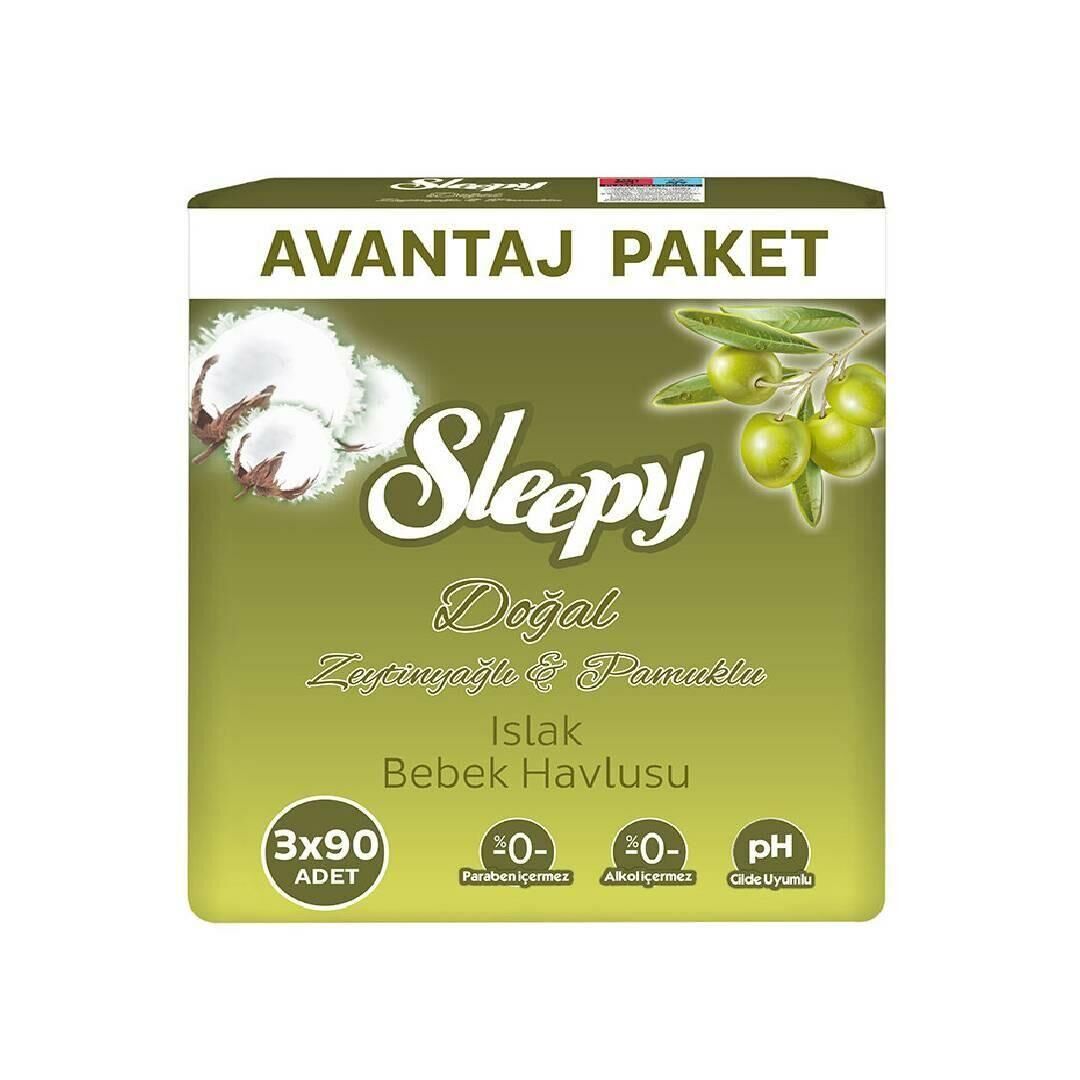 SLEEPY ISLAK HAVLU 3x90LI ZEYTİNYAĞLI&PAMUKLU