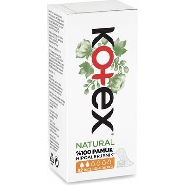 KOTEX NATURAL GÜNLÜK PED İNCE 32Lİ