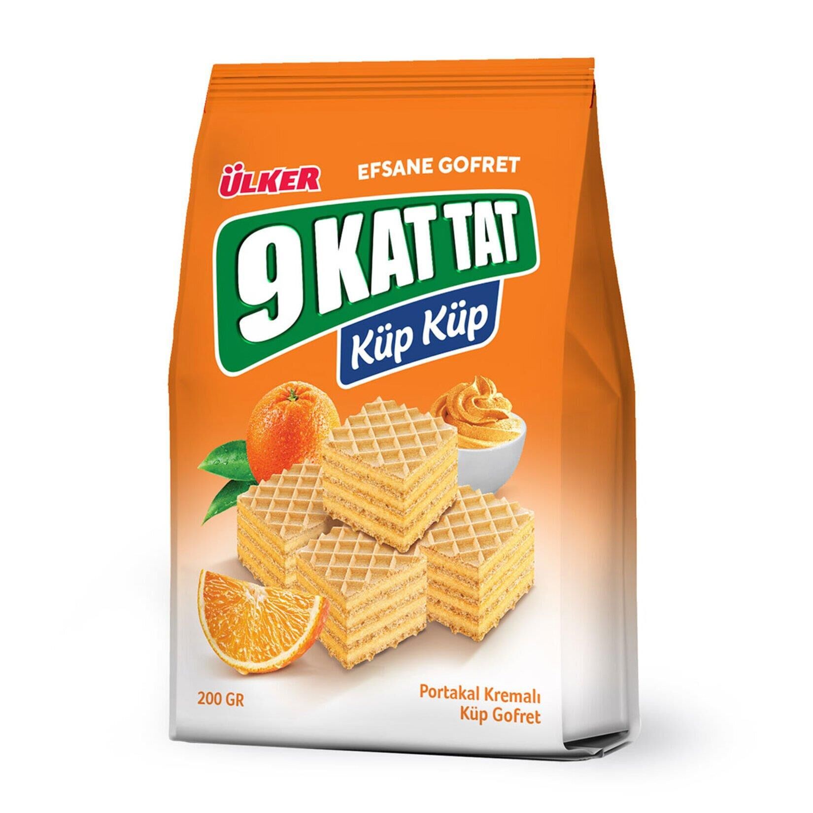 ÜLKER 9 KAT TAT KÜP GOFRET 200G PORTAKAL.KREM.