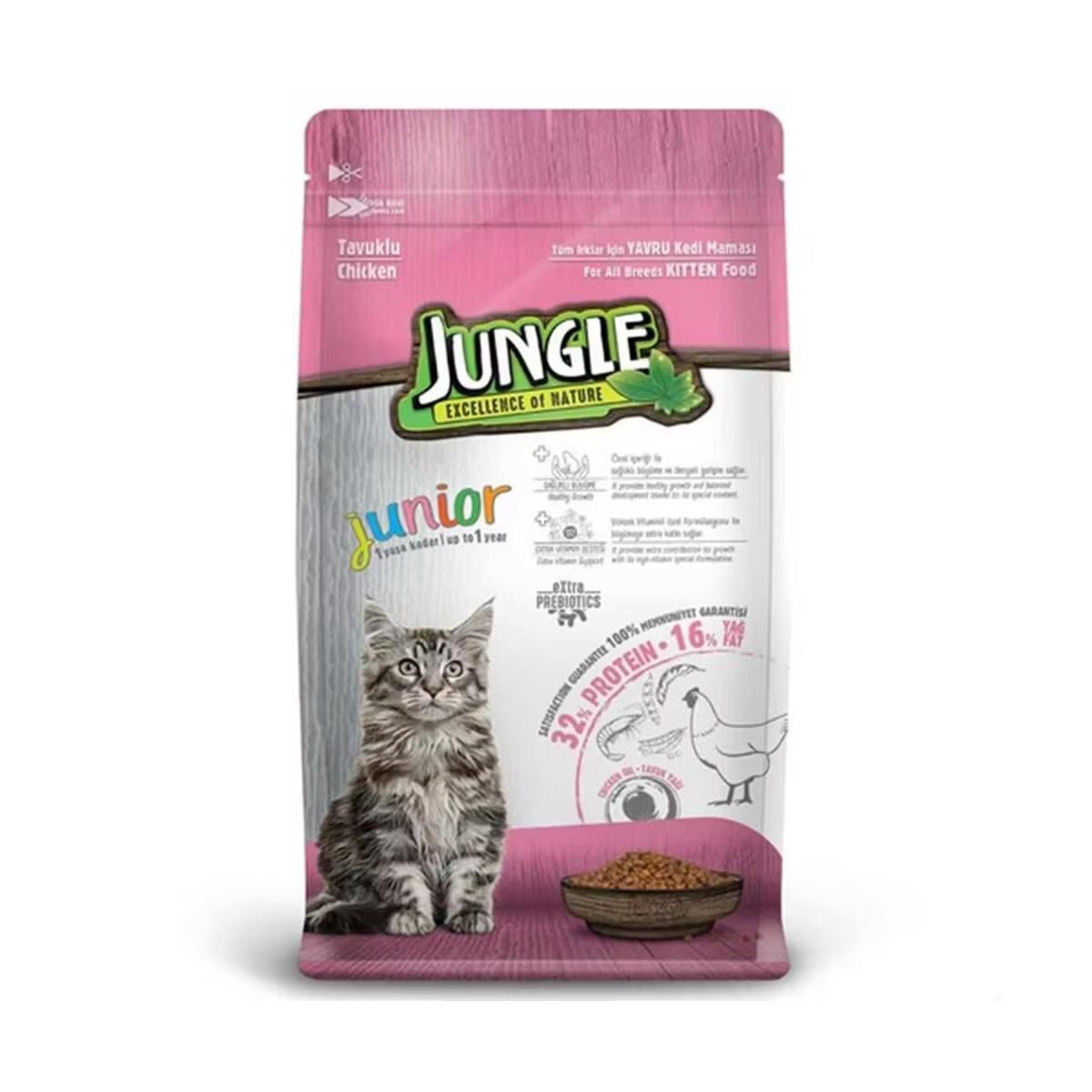JUNGLE YAVRU KEDİ MAMASI 1500GR TAVUKLU