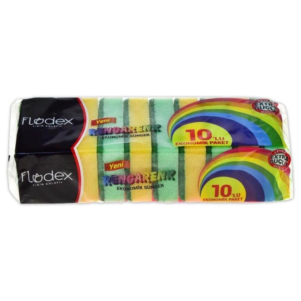 FLODEX RENGARENK DÜZ SÜNGER 10LU