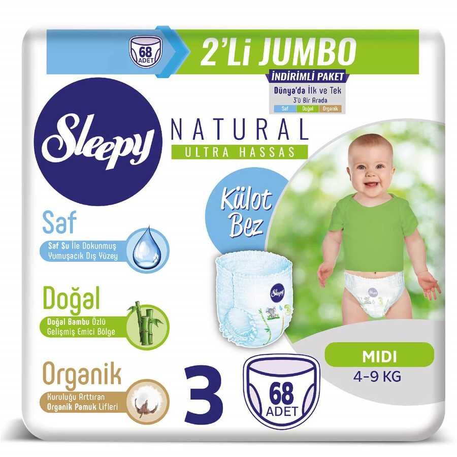 SLEEPY KÜLOT BEZ MİDİ NO:3 68Lİ