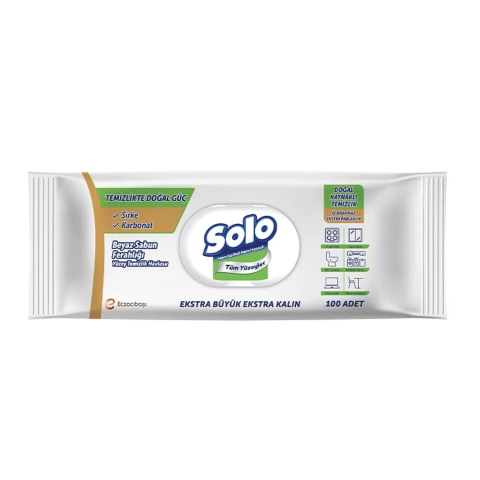 SOLO XL YÜZEY TEMİZLEME HAVLUSU 100LÜ BEYAZ SABUN
