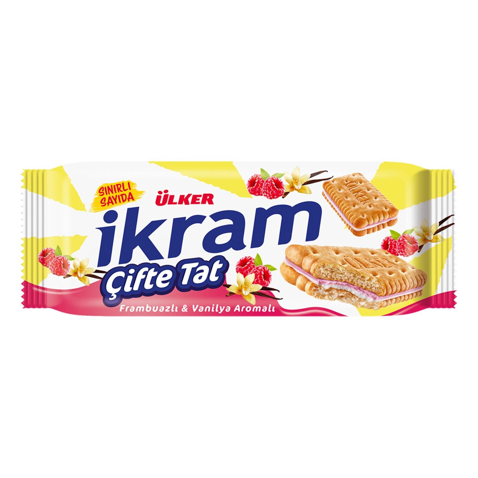 ÜLKER İKRAM ÇİFTE TAT 87GR FRAMBUAZLI&VANİLYA